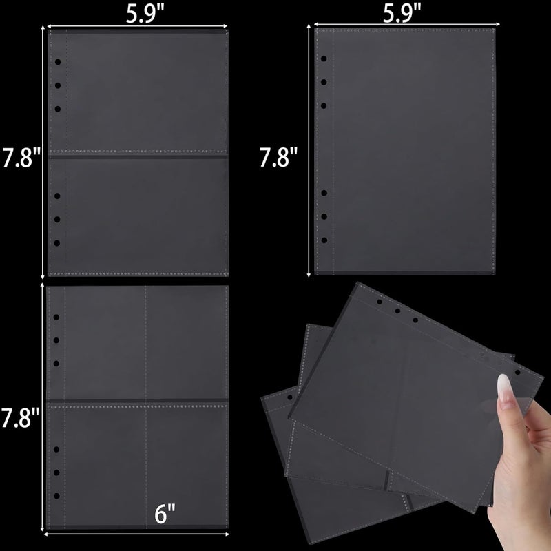 acDesign 60 Sheets A5 Binder Pockets, 3 Size One-Sided Card Binder Sleeves for 6 Ring Binde(4 Pocket 2 Pocket 1 Pocket) - Image 2